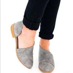 SHOPFOR_FUN BOUTIQUE Shoes - LADIES GREY SCALLOPED FLAT SHOES SHOPFOR_FUN BOUTIQUE Shoes - LADIES GREY SCALLOPED FLAT SHOES